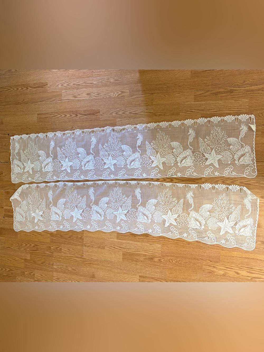 Vintage Heritage Lace Tier White 62" Lx 12 H" Seascape Bathroom Bedroom